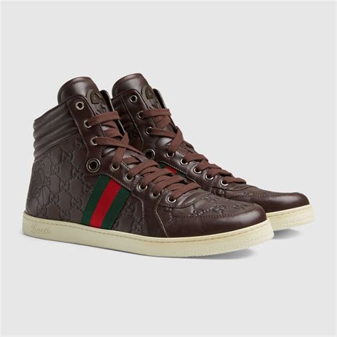 gucci high top brown|leather high top sneaker gucci.